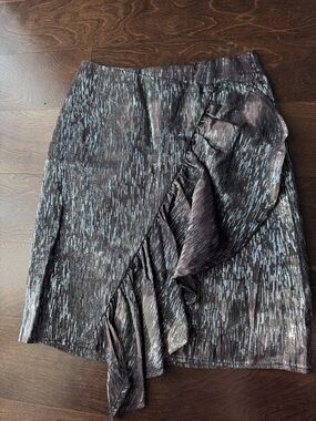 Women’s Black Metallic Ruffle Skirt